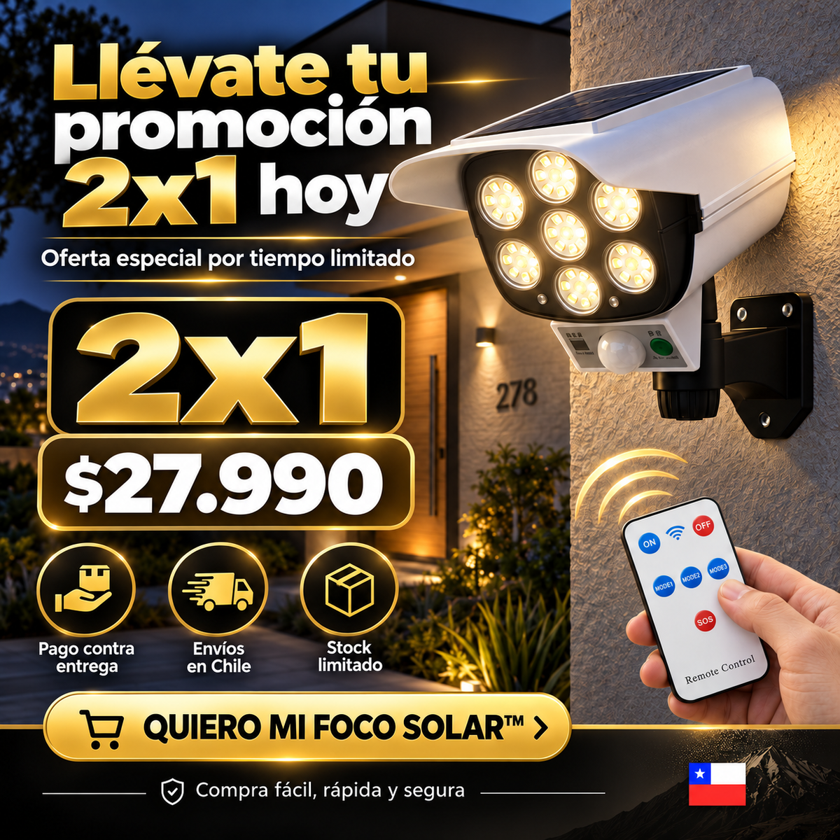 SolarGuard™ Foco Solar Tipo Cámara con Sensor de Movimiento