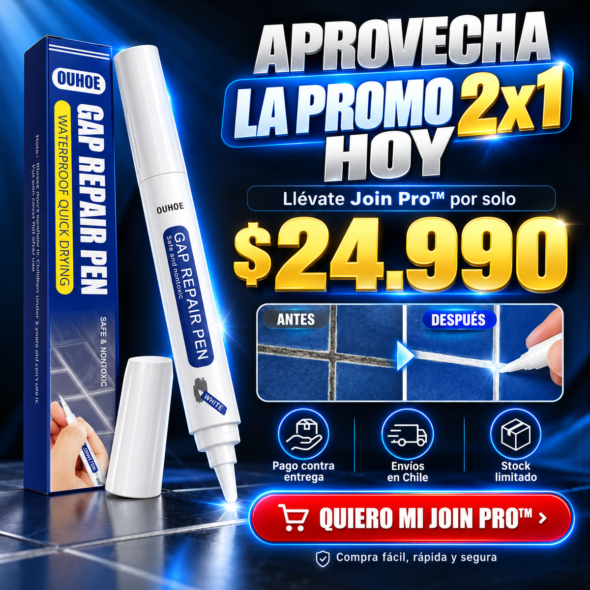 Lápiz Blanqueador de fragües - JointPro™
