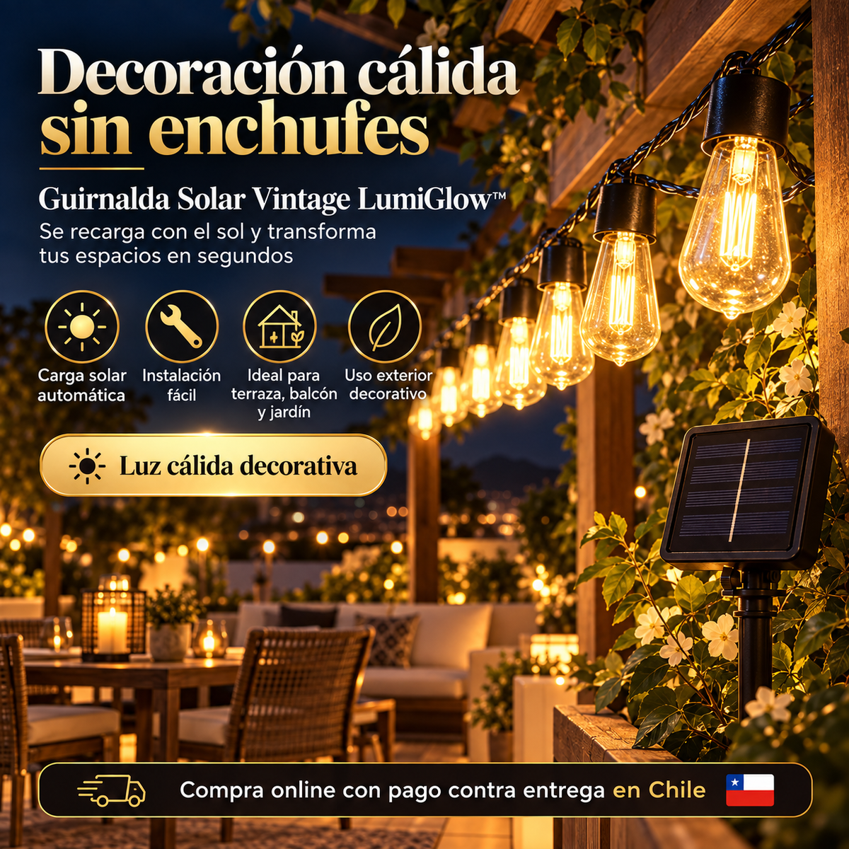 LumiGlow™ Guirnalda Solar 10M