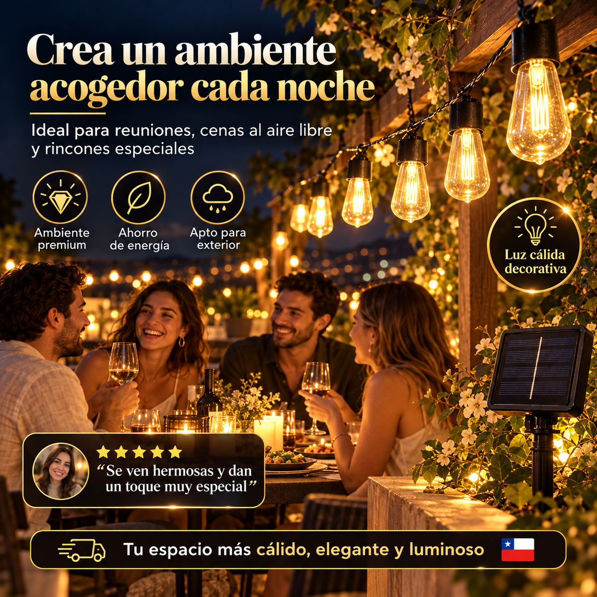 LumiGlow™ Guirnalda Solar 10M