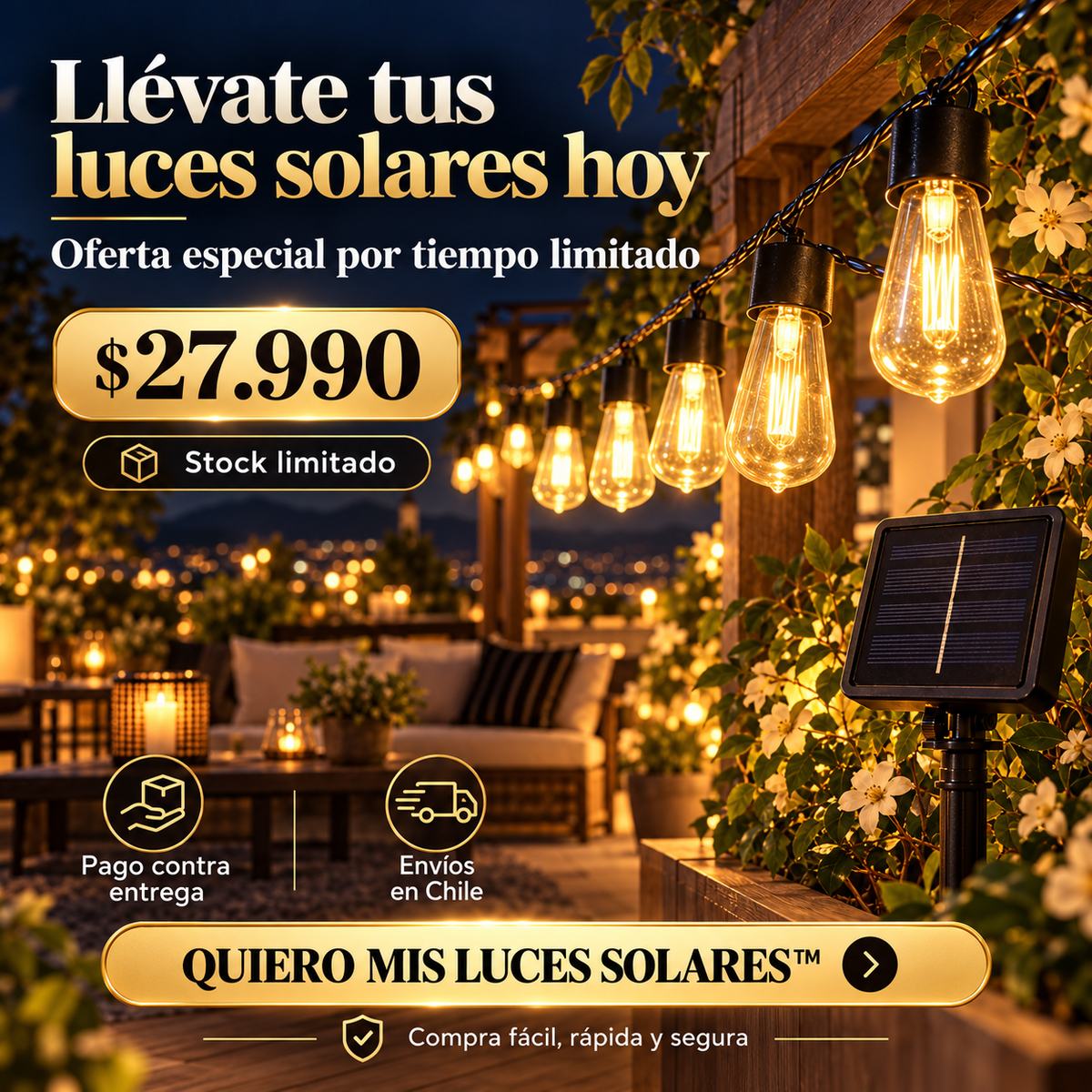LumiGlow™ Guirnalda Solar 10M