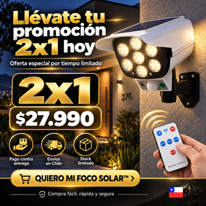 SolarGuard™  Foco Solar Tipo Cámara con Sensor de Movimiento